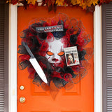 Décoration de clown d'Halloween 40*40cm Masque de clown à accrocher à la porte Clown effrayant Convient à la décoration d'Halloween