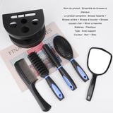 Peigne 5pcs set ensemble de peigne brosse à cheveux avec miroir outils de coiffurePeigne de coiffure set peignes à cheveux avec base
