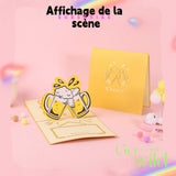 arte de voeux 15x15cm verre à bière carte de vœux tridimensionnelle sculpture en papier vacances anniversaire message carte postale