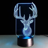 TD® Lampe optique poser décoratif tactile 7 couleurs illusion optique - modèle cerf - faible consommation câble USB ou 3 piles AAA