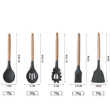 Ustensiles De Cuisine Poignée En Bois Silicone Cuisine Ustensiles De Cuisine Cuillère Pelle Cuisine Outils De Cuisine Set (9P