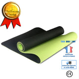 TD® Tapis De Yoga Antidérapant Bicolore Tpe De Tapis De Sport Tapis De Gymnastique De Fitness À La Maison Sans Goût 183X61Cm Vert fo