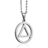 HTBE® Collier Hip Hop Triangle Rond Pendentif Titane Acier Homme et Femme Style Européen Simple Mode Atmosphérique Collier