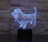 TD® Décoratif USB Chien 7 Couleurs Télécommande Illusion Optique Veilleuse 3D Visualisation Tableau Lampes De Bureau 3D Glow LED