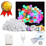TD® 220V ue Plug guirlande lumineuse LED boules chaîne lampe vacances chaîne lumières mariage maison fêteBlanc chaud