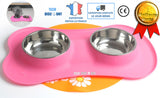 TD® gamelle double chat chien pour inox antidérapante pour animaux de compagnie voyage lapin bol croquettes bassine nourriture eau