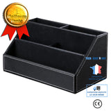 TD® Pot à Crayons / Boite de Rangement Multi-Fonction Structure en bois et Cuir / Table du bureau ou Maison/ Organisateur de Bureau