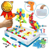 237 Pièces Mosaique Enfant Puzzle 3D Jeu Construction Jouet Montessori Perceuse Électronique Créatif Jouet Jeux Éducatifs