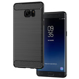 TD® Coque de téléphone en silicone en fibre de carbone pour Samsung Galaxy Note9 Protection brossée Texture en métal nu