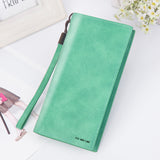 TD® Portefeuille Long Femme  Porte-Monnaie Porte-Cartes Pochettes Sac à Main de Couleur Vert Clair /Longue Anse/ Zip /en Cuir