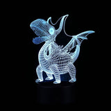 TD® Lampe optique poser décoratif tactile 7 couleurs illusion optique - modèle dragon - faible consommation câble USB ou 3 piles AAA