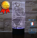 TD® Décoratif USB Femmes 7 Couleurs Télécommande Illusion Optique Veilleuse 3D Visualisation Tableau Lampes De Bureau 3D Glo MN54474