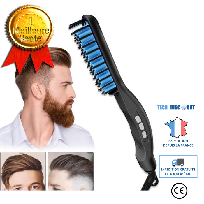 TD® Kit de Soins brosse barbe poil/ Rasage homme brosse peigne moustache poche pochoir Ciseaux-kit de soins pour barbe et cheveux