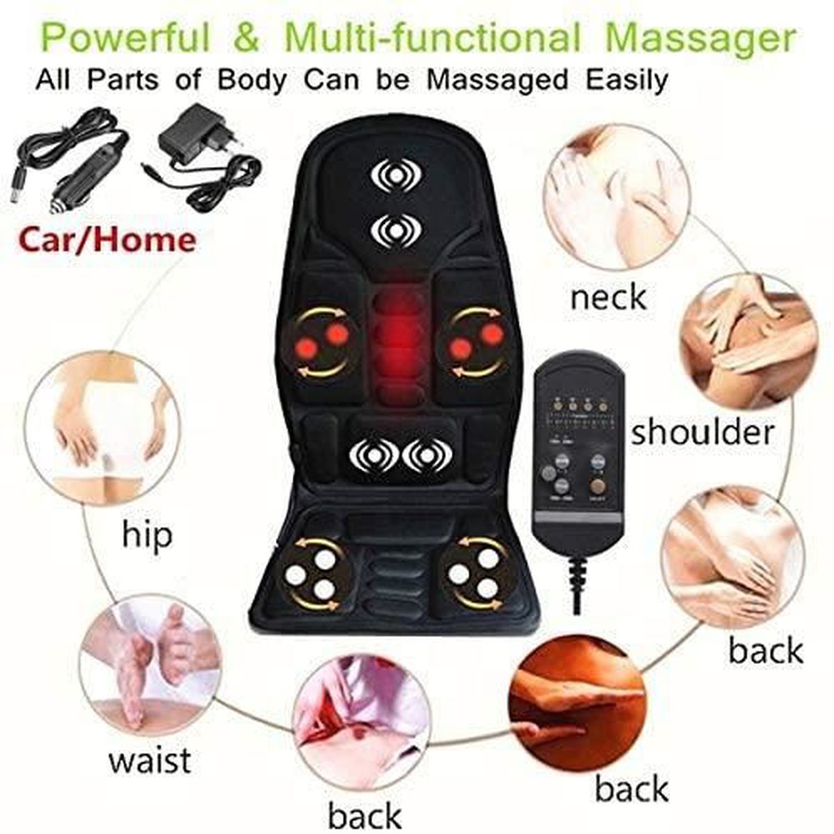 TD® Massage du Dos Coussin Siège de Massage Fauteuil Massant avec Fonction Chauffante pour Entier Cou Nuque Dos LIJFK25118