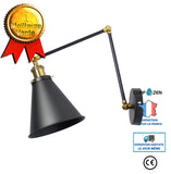 HUIXIN®Nostalgique personnalité loft simple style caoutchouc noir en fer double section applique murale 220V Edison ampoule-N