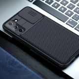 TD® Coque de téléphone à glissière anti-collision adaptée au Samsung Galaxy S21, bordure à 360 degrés avec touche délicate.