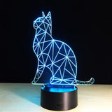 TD® Lampe optique poser décoratif tactile 7 couleurs illusion optique - modèle chat - faible consommation câble USB ou 3 piles AAA