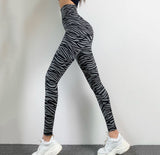 Pantalon de musculation motif zèbre pêche pantalon de fitness taille haute leggings ajustés la hanche pantalons de yoga pour