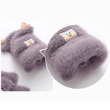 TD® Hiver Noël Elk Antlers Gants de Bande Dessinée Femelle Vison Velours Étudiant Écriture Fingerless Flip Gants Chauds
