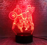 Veilleuses 3D lampe illusion Avengers Marvel Comics Iron Man Spider-Man LED Jouets pour enfants Cadeaux de No&euml;l Lampes A