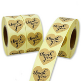 TD® Papier kraft Merci étiquettes adhésives Merci autocollants 500 étiquettes par rouleau Fournitures de bureau d'apprentissage à