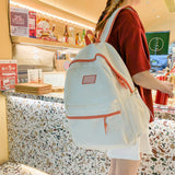 TD® Cartable blanc beige fille garçon cartable simple mode sac nylon anti-éclaboussures campus rétro littéraire sac à dos couleur be