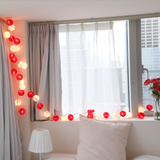 TD® 4M 20LED Veilleuse takraw Guirlande Lumineuse LED ornements- Diamètre 5cm-Compartiment à piles-[Rouge+Blanc]