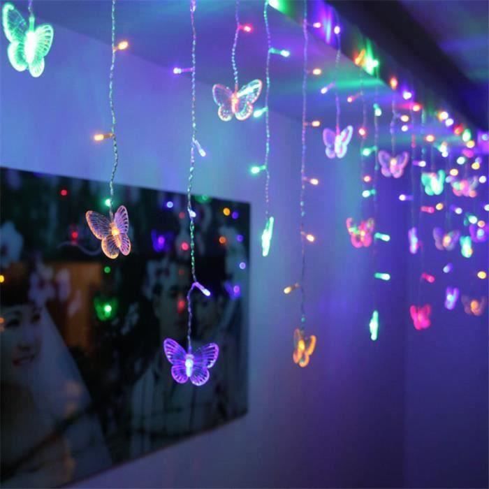 INN® Multicolore Papillon Guirlande Lumineuse LED feux féerique éclairage Décoration Lumières de Rideau pour festival Noël Mariage