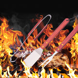 TD® Outil de barbecue ensemble de combinaison trois pièces de barbecue en acier inoxydable manche en bois fourchette pelle pince gri