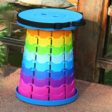 TD® Tabouret rétractable portable pliant extérieur couleur arc-en-ciel voyage camping pêche campement multicolore téléscopique bleu