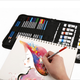 Ensemble de 31 pièces de peinture à l'aquarelle, crayons de couleur solubles dans l'eau 12 couleurs, pinceaux en nylon, crayo