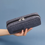 TD® Angoo Trousse de rangement de grande capacité de couleur rose, pochette idéale comme organisateur, papeterie, étudi Gray -CLAT46