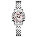 TD® Montre À Quartz De Cadeau D'Hommes Et Femmes Diamant Dames Ceinture D'Acier Mode Tempérament    Une montre de paysage: argent
