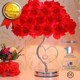 TD® Lampe à Poser En Cristal Rouge Rose Fleur Veilleuse Lampe De Chevet Décoration De La Maison Allume éclairage Intérieur