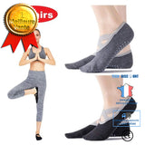 TD® Accessoires Fitness - Musculation,2 paires de chaussettes de Yoga antidérapantes pour femmes avec sangles costume gris