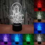 TD® Lampe optique poser décoratif tactile 7 couleurs illusion optique - modèle bouddha - faible consommation câble USB ou 3 piles AA