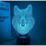 TD® Lampe optique poser décoratif tactile 7 couleurs illusion optique - modèle loup - faible consommation câble USB ou 3 piles AAA