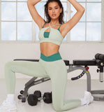 Costume de yoga faux hauts en deux pièces pantalons de levage des hanches costume de fitness en plein air mode musculation vê