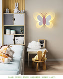 Personnalité créative papillon chambre d'enfants lampe de chevet LED applique murale de fond de chambre à coucher ( blanc+ros