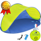 TD® Tente de Plage Anti UV Pop Up 220 cm x 120 cm x 100 cm Bleu Jaune + 1 Sac de transport