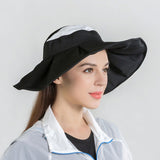 TD® Chapeau haut de forme vide dames en plein air chapeau de soleil de plage tissu sain chapeau de soleil sauvage