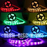 TD® Bande LED lumière colorée clignotant ruban alimentation d'énergie étanche multicolore télécommande à infrarouge lumineuse flexib