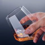TD® Verre diamant avec socle en bois pas verse octogone transparent whisky cocktail personnalité créative Borosilicate Sans plomb
