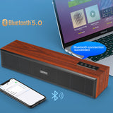 TD® Amplificateur de carte de téléphone portable de bureau de haut-parleur bluetooth sans fil à longue bande en bois rétro à la mais