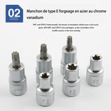 TD® 34PC lot de pression de type E jeu de douilles de type E fleur hexagonale 1 tournevis de boîtier combiné