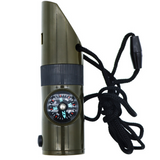 TD® Sifflet multifonctionnel extérieur sept-en-un sifflet de survie sifflet de sauvetage avec boussole thermomètre à lumière LED 7 e