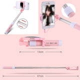 TD® Perche à selfie miroir samsung iphone stick support téléphone portable photos extensible réglable télescopique trepied rose