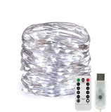 TD® Guirlande lumineuse LED en cuivre étanche Noël 10M 100 LED 8 modes avec Télécommande Blanc