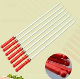 Signe plat en acier inoxydable Longueur 39cm Poignée en plastique Signe de Barbecue Grande aiguille de Barbecue Brochettes