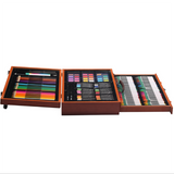 Ensemble de papeterie en bois, ensemble de pinceaux à dessin pour enfants, 142 pièces de fournitures d'art en plomb de couleu